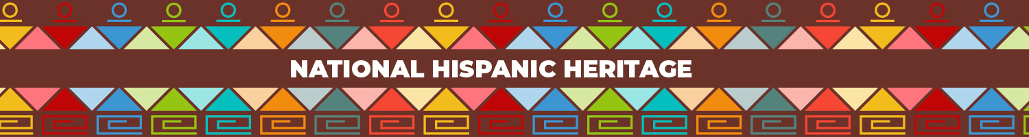 Hispanic Heritage Month in the middle of colorful geometric shapes