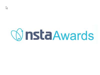 Navy and light blue Logo that reads "NSTA awards"