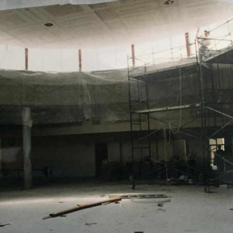 The interior of the Learning Resources Commons under construction