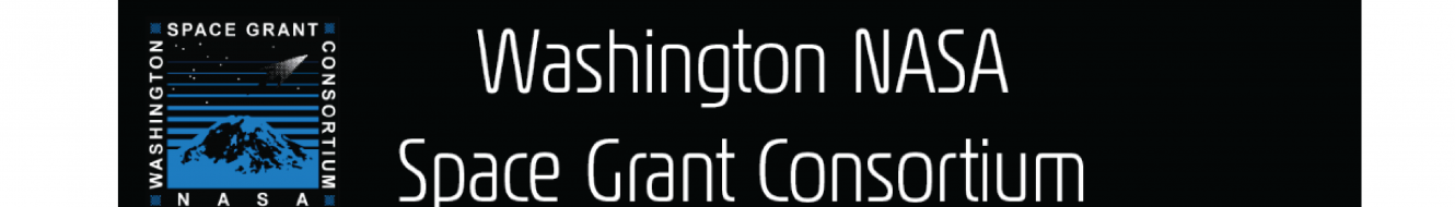 Black Banner with white lettering that reads Washington NASA Space Grant Consortium